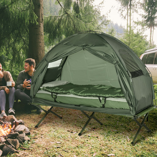Outsunny Deluxe 4in1 Compact Folding Shelter Tent with Sleeping Bag